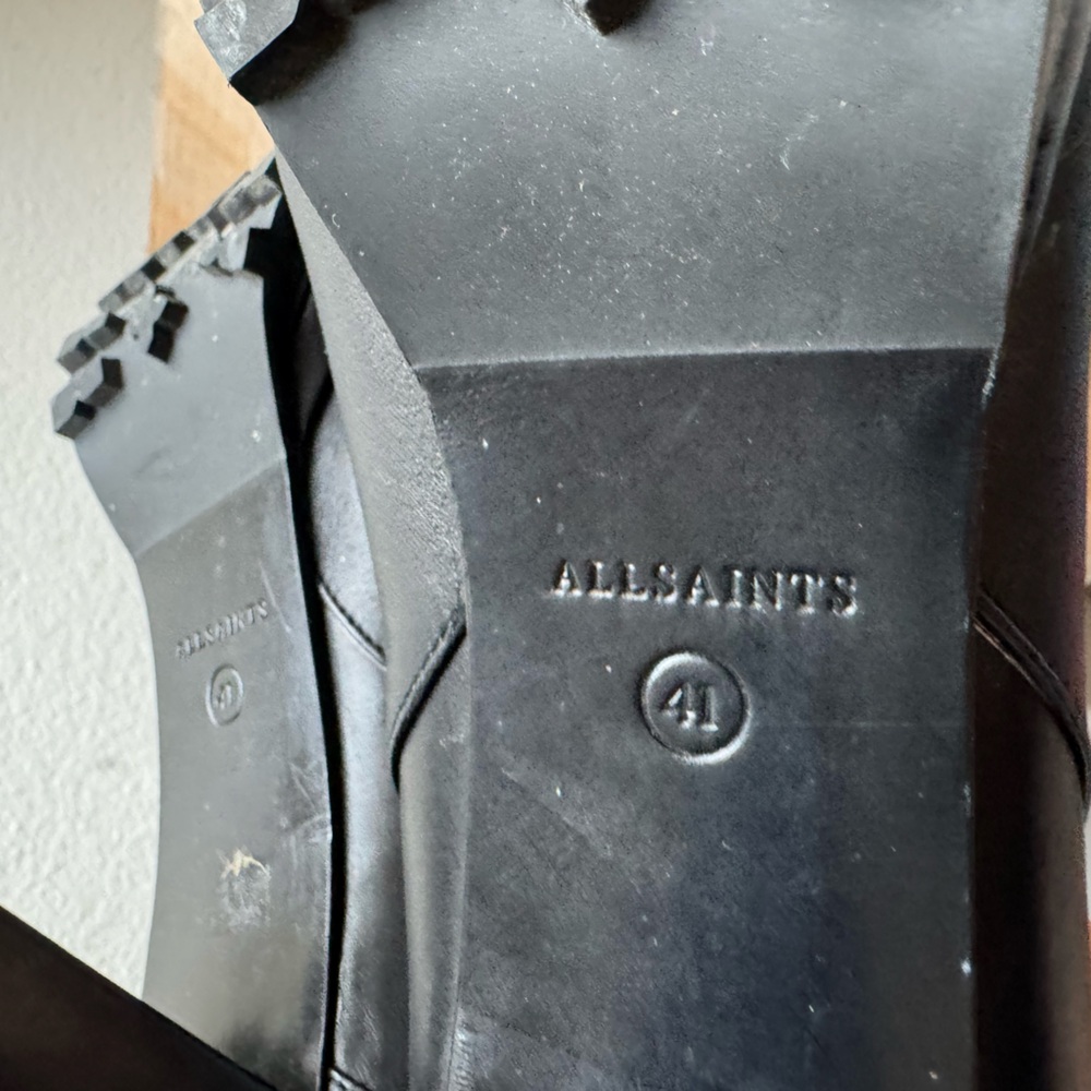 All Saints Black Sarris Leather Heel Booties women’s 41 - Picture 8 of 8
